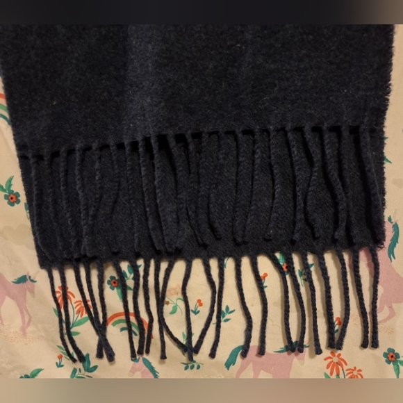 Vintage Polo Ralph Lauren Navy Wool Unisex Warm Winter Casual Scarf w/ Fringe - Picture 4 of 8